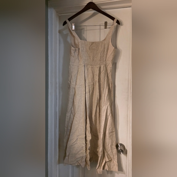 Old Navy Beige Linen Midi Dress - Picture 3 of 4